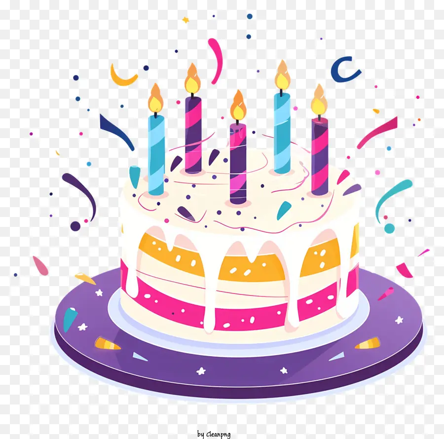 Gâteau D'anniversaire，Les Bougies Allumées PNG