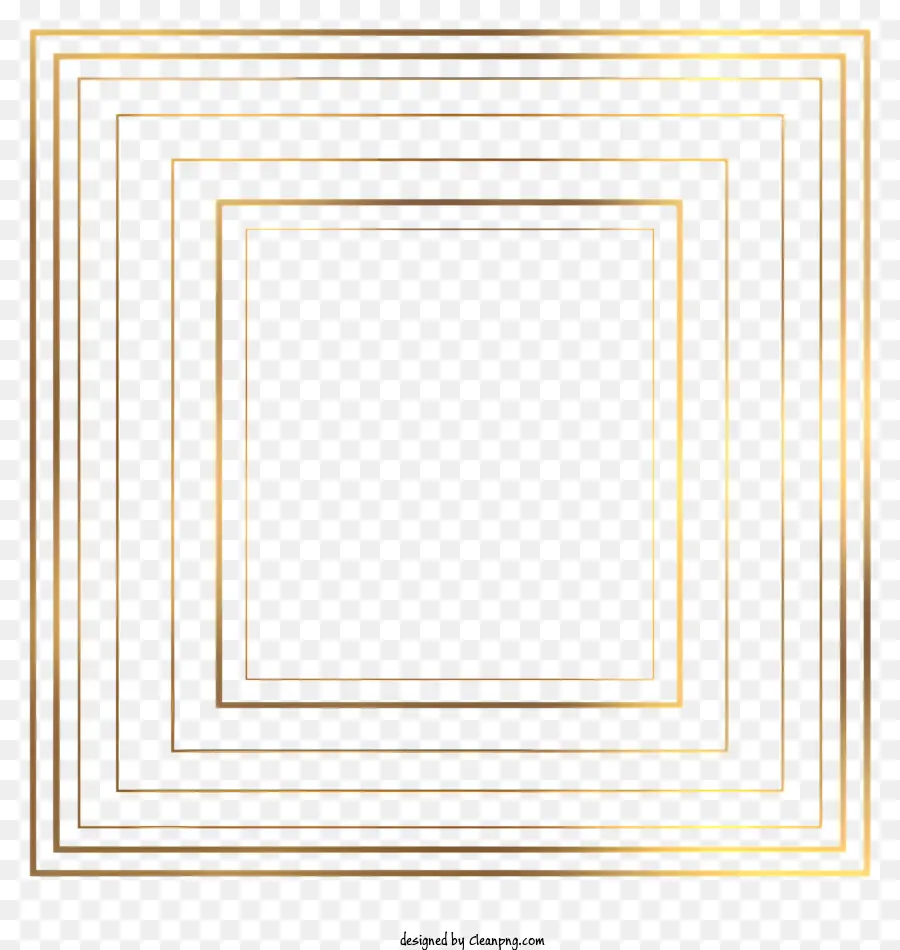 Cadre Rectangulaire Gold Line，Cadres Dorés PNG