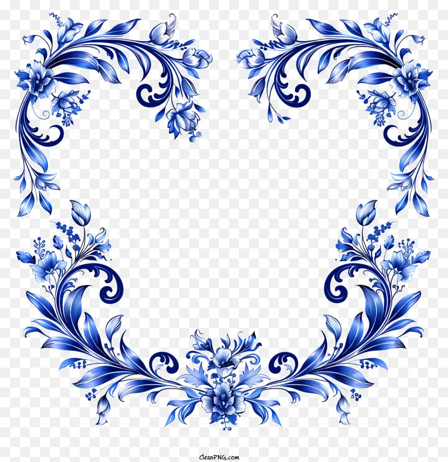 Arc Floral Bleu，Cadre Floral PNG