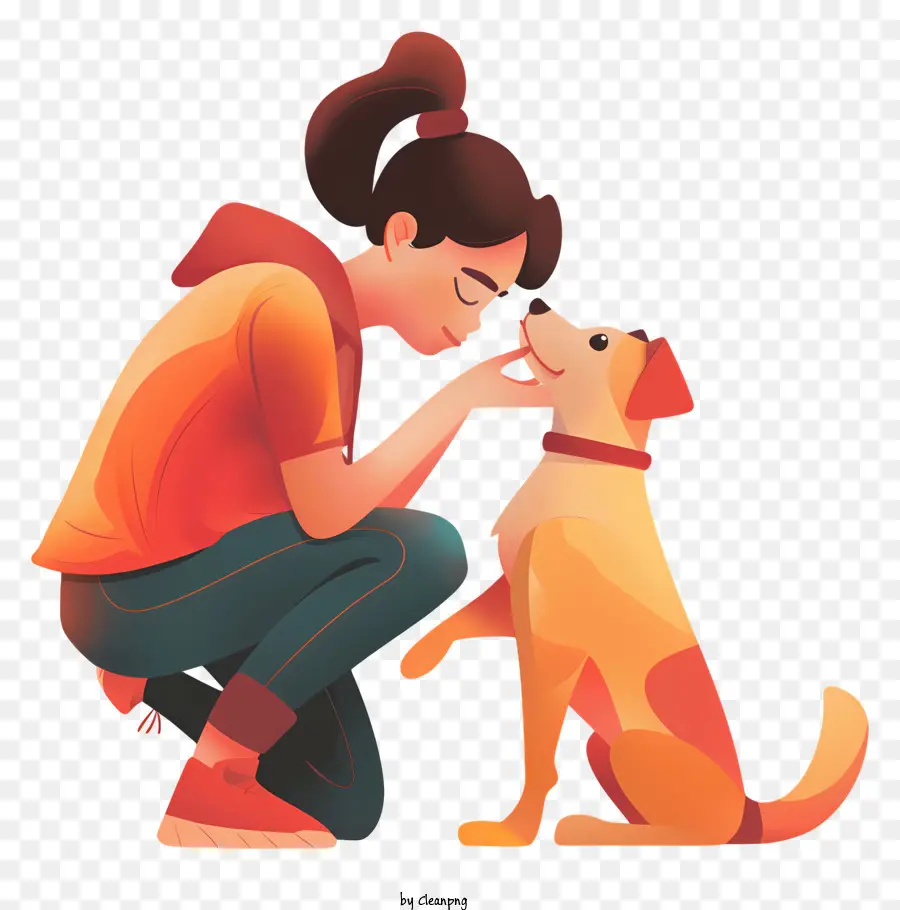 Femme Jouant Avec Un Chien，Fille Avec Chien PNG