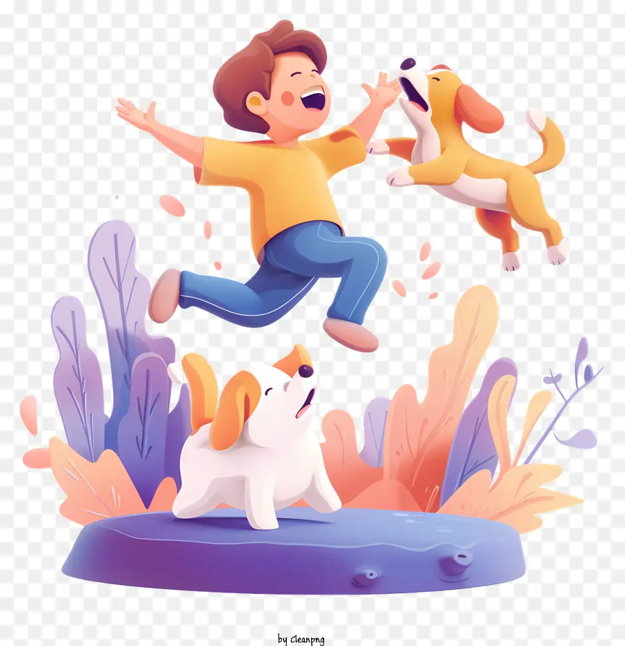 Garçon Jouant Avec Un Chien，Sauter PNG