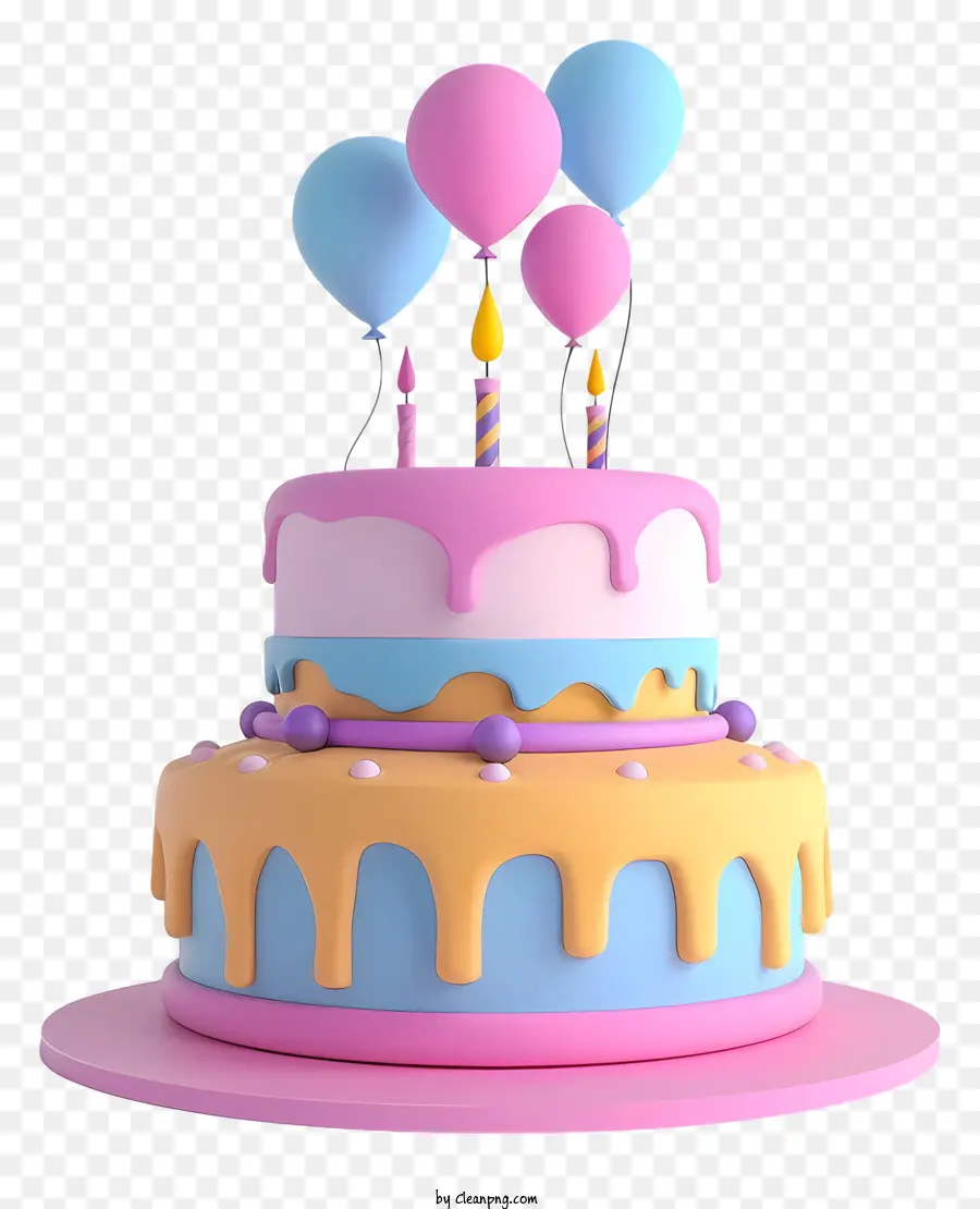 Gâteau D'anniversaire Avec Ballons，Gâteau D'anniversaire PNG