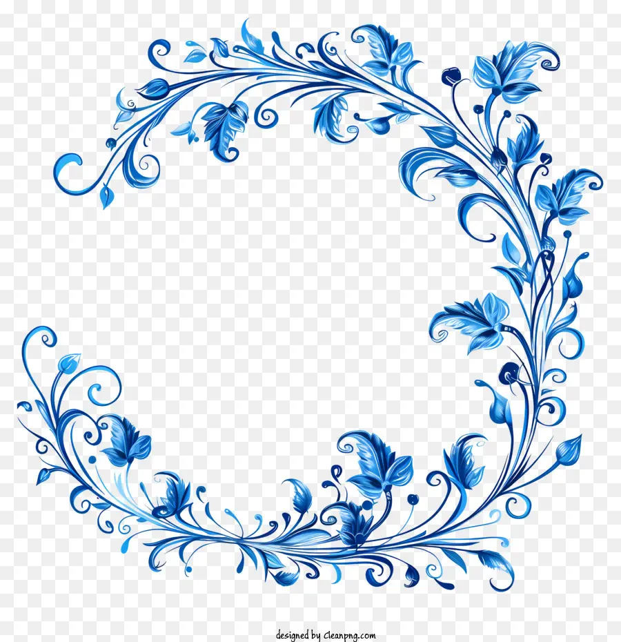Arc Floral Bleu，Cadre Ornemental Bleu PNG