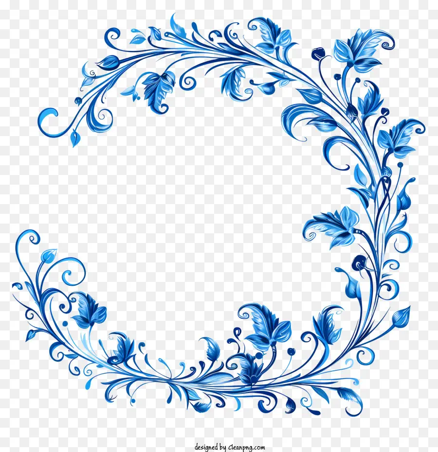 Arc Floral Bleu，Cadre Décoratif PNG