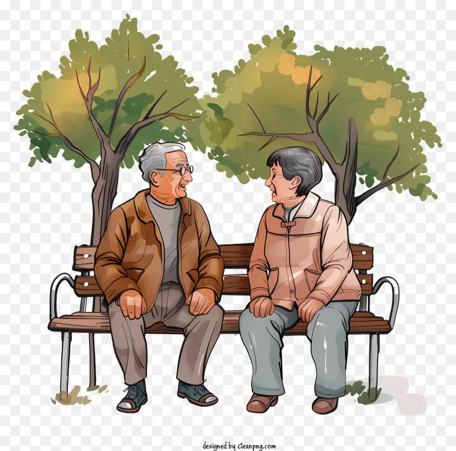 Couple âgé Assis，Couple De Personnes âgées PNG