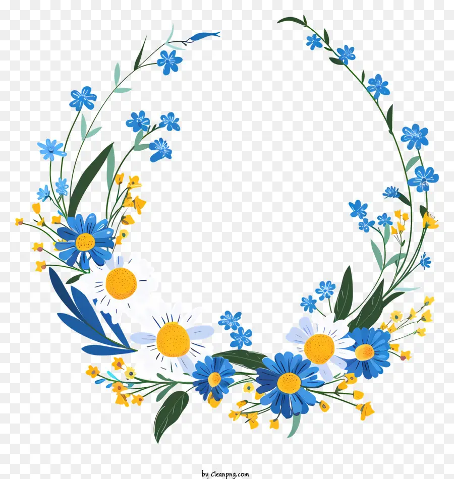 Couronne De Fleurs，Fleurs Bleues PNG