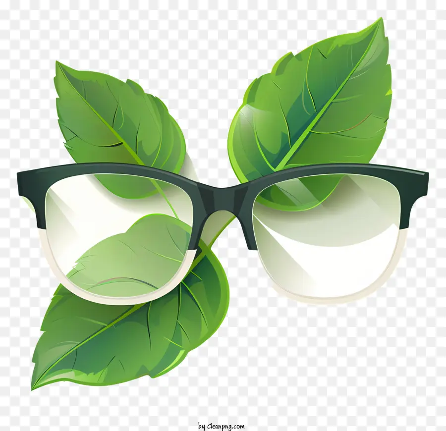 Lunettes，Verres Avec Des Feuilles PNG