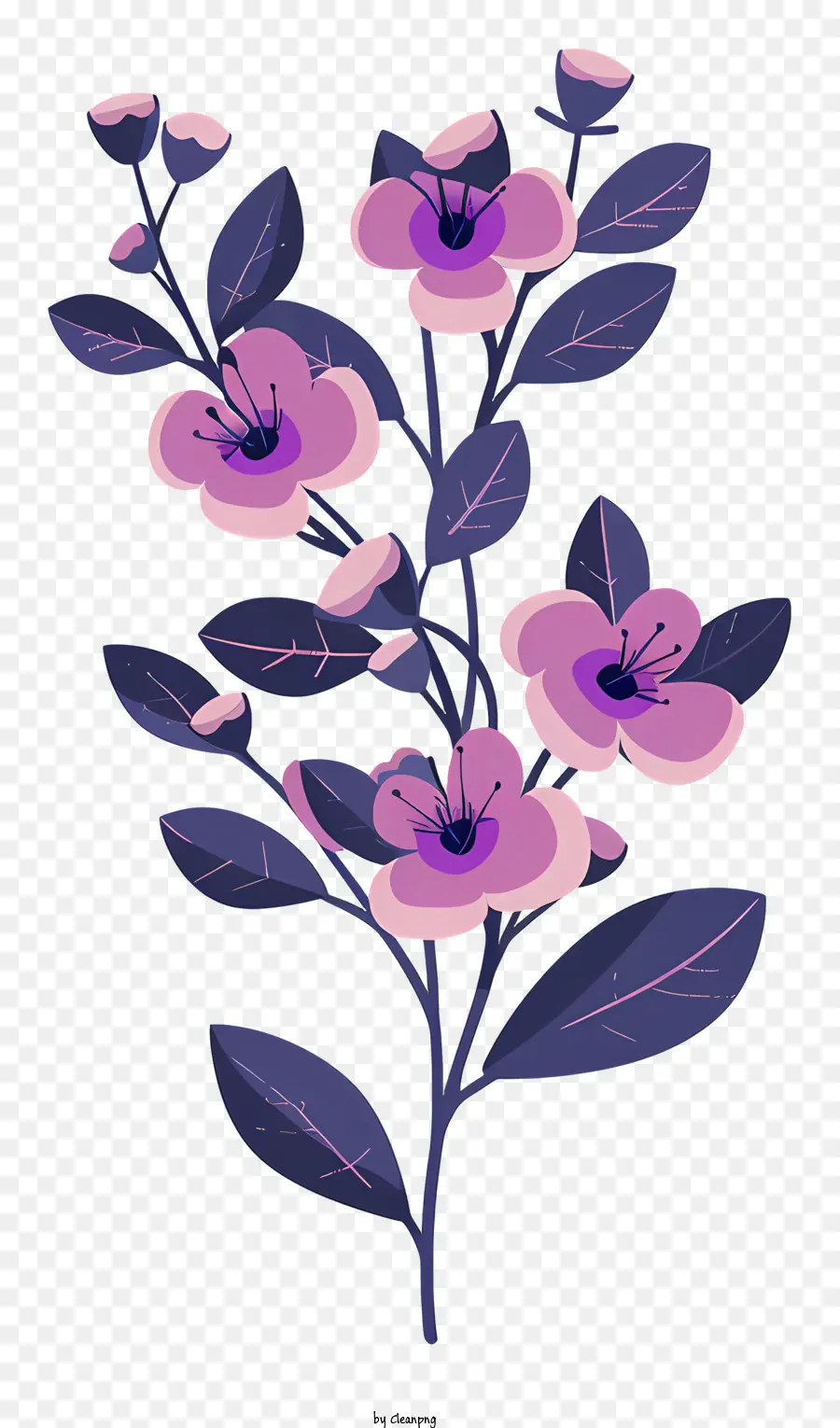 Branche De Fleurs Violettes，Design Floral PNG