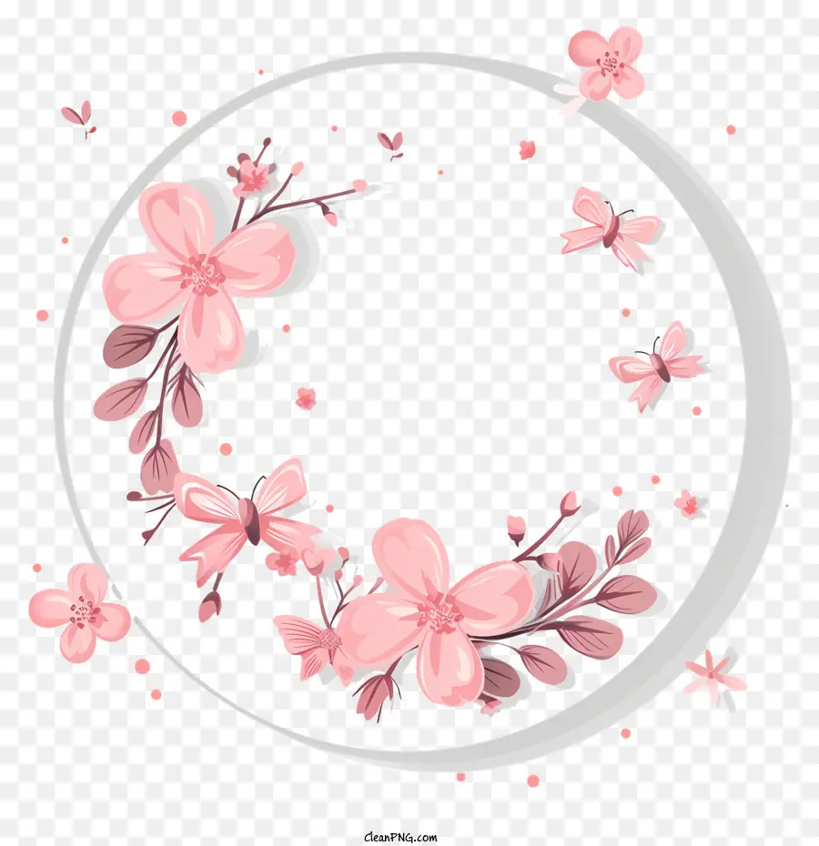 Cadre Rond à Fleurs，Fleurs De Cerisier PNG