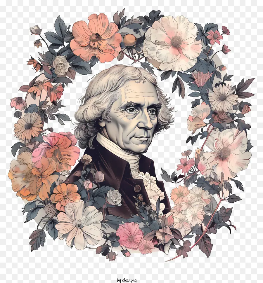Thomas Jefferson，Couronne De Fleurs PNG
