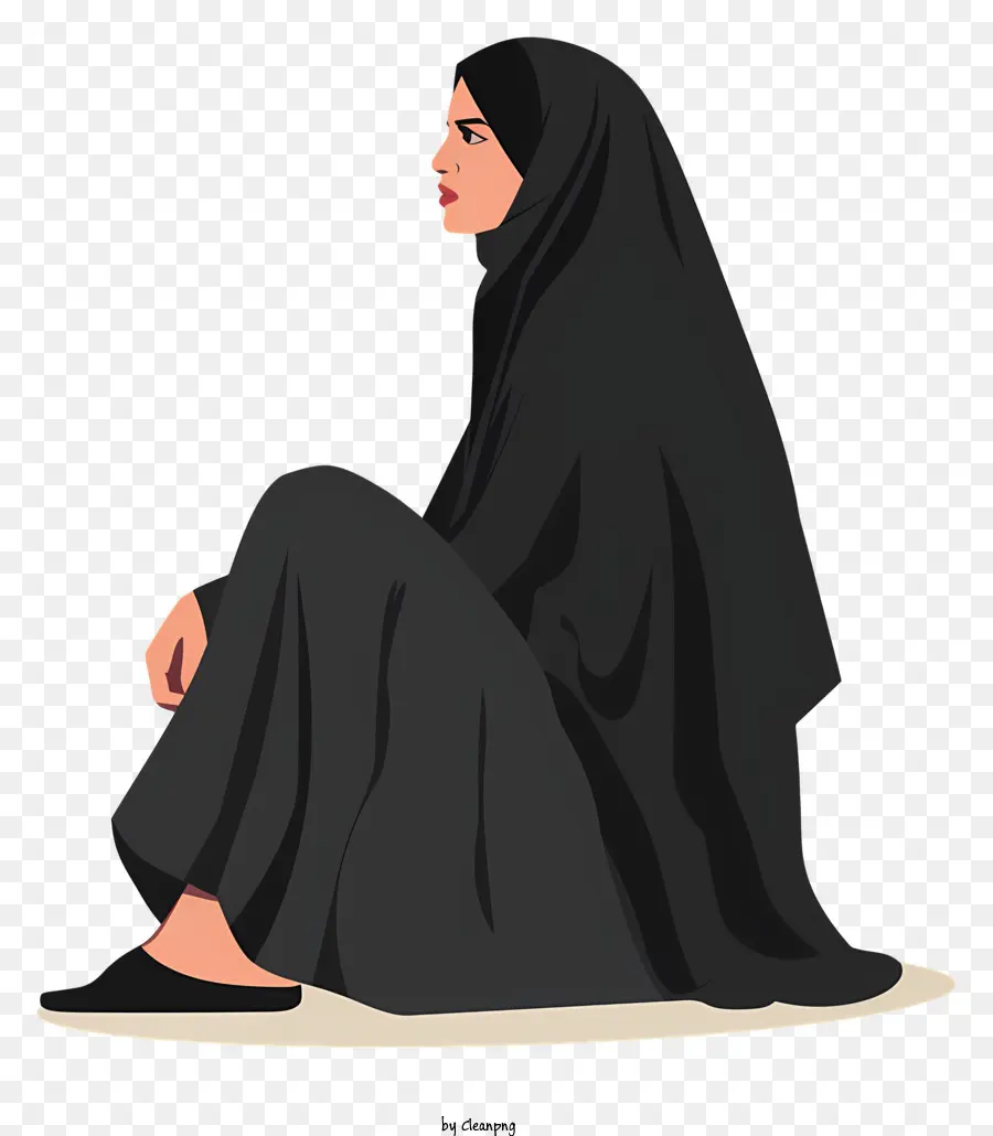 Femme En Hijab Assis，Vêtements Arabes Traditionnels PNG