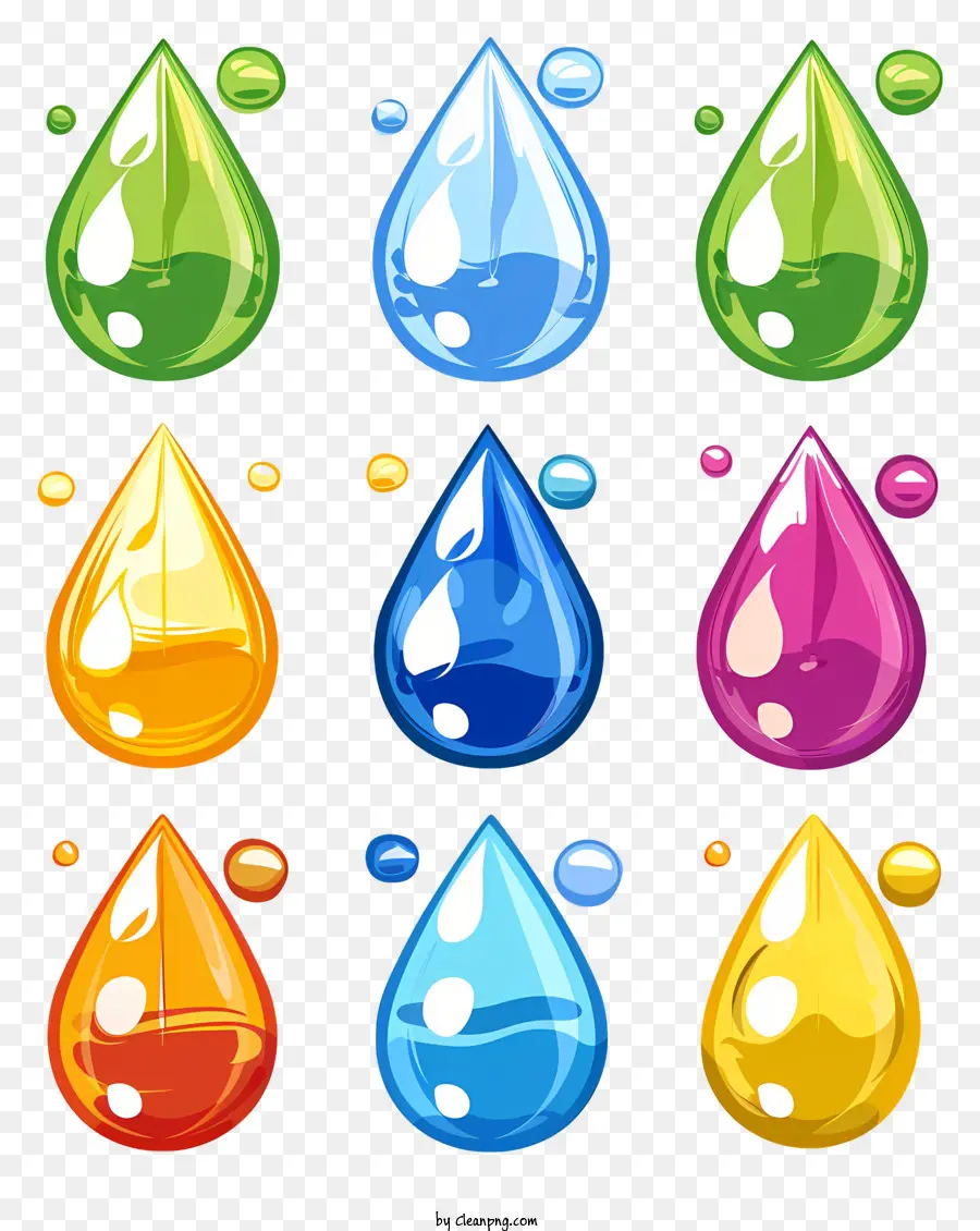 Gouttes D'eau，Gouttes Colorées PNG