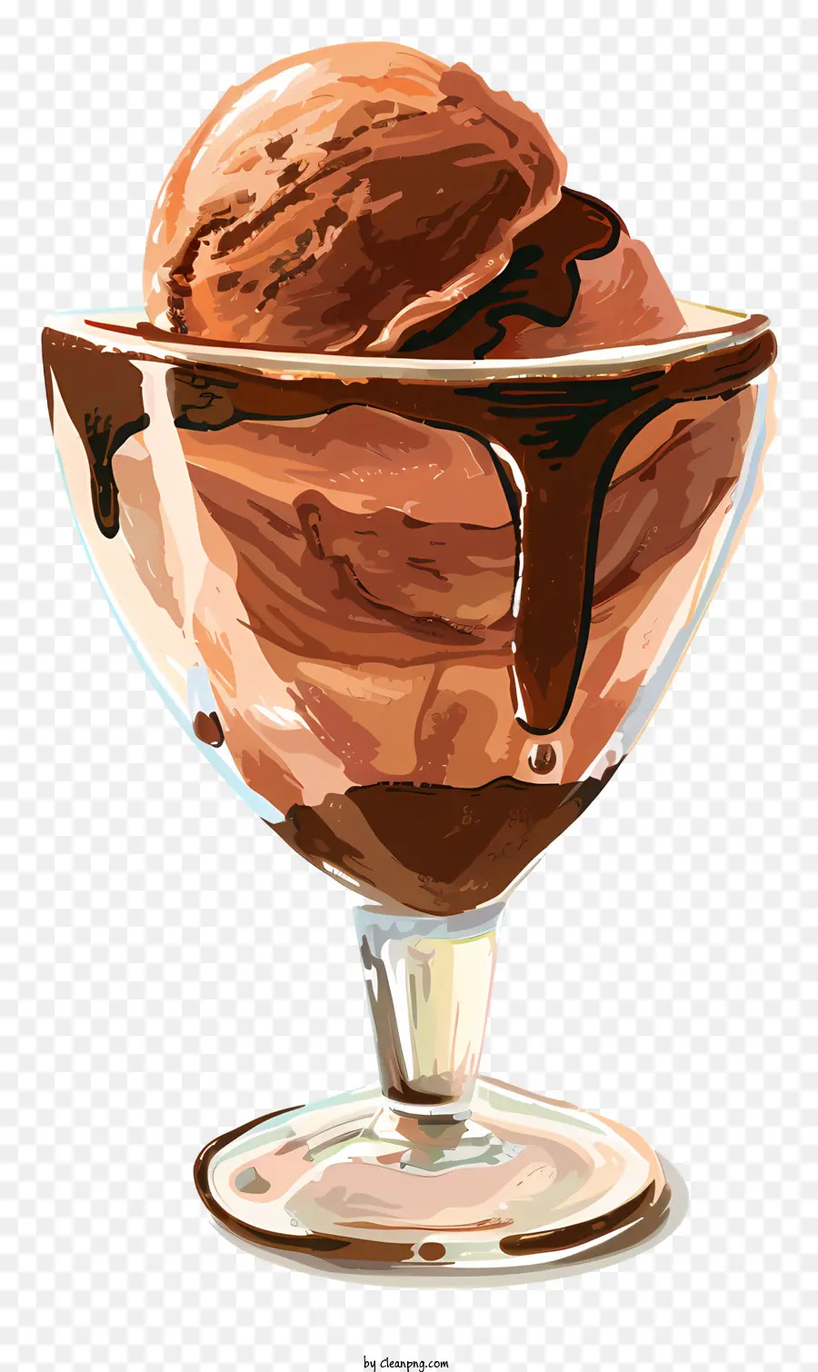 Crème Glacée Au Chocolat，Peinture à L'aquarelle PNG