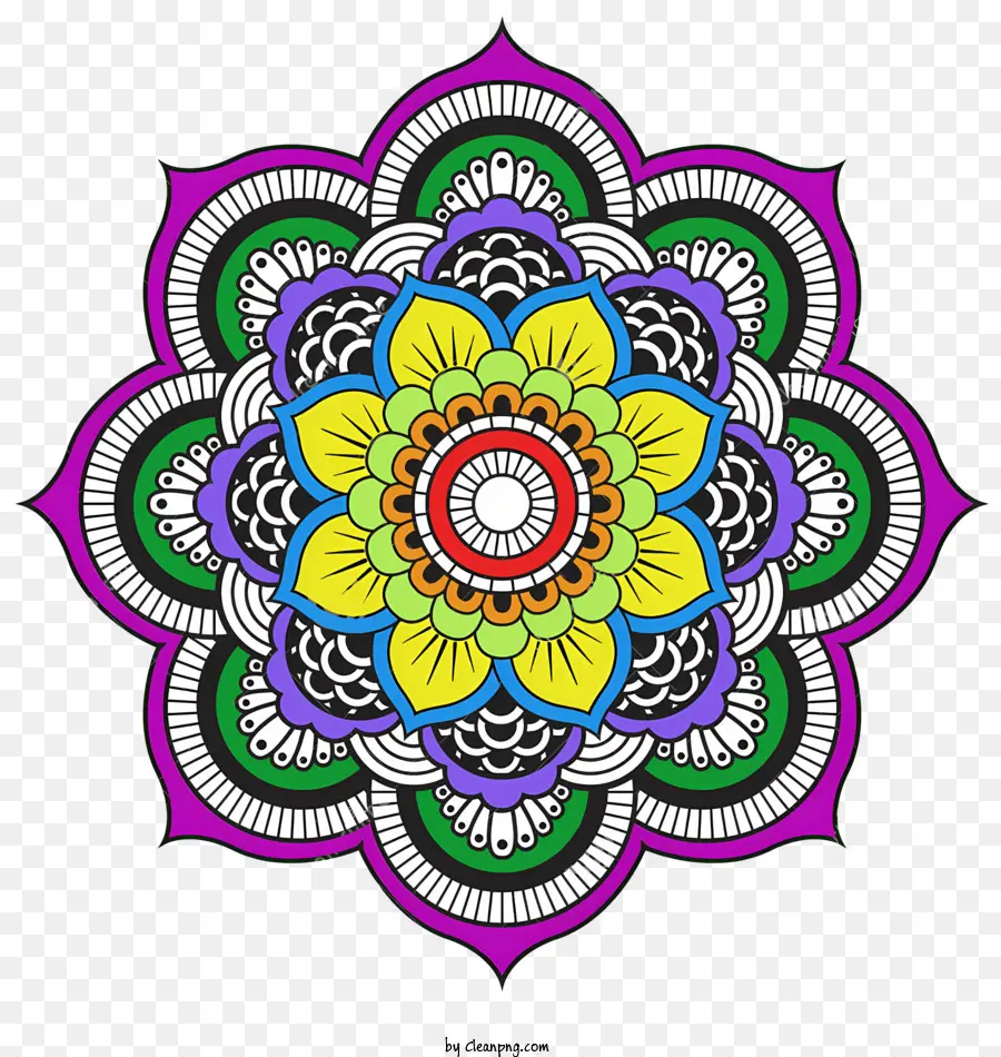 Fleur，Mandala Coloré PNG