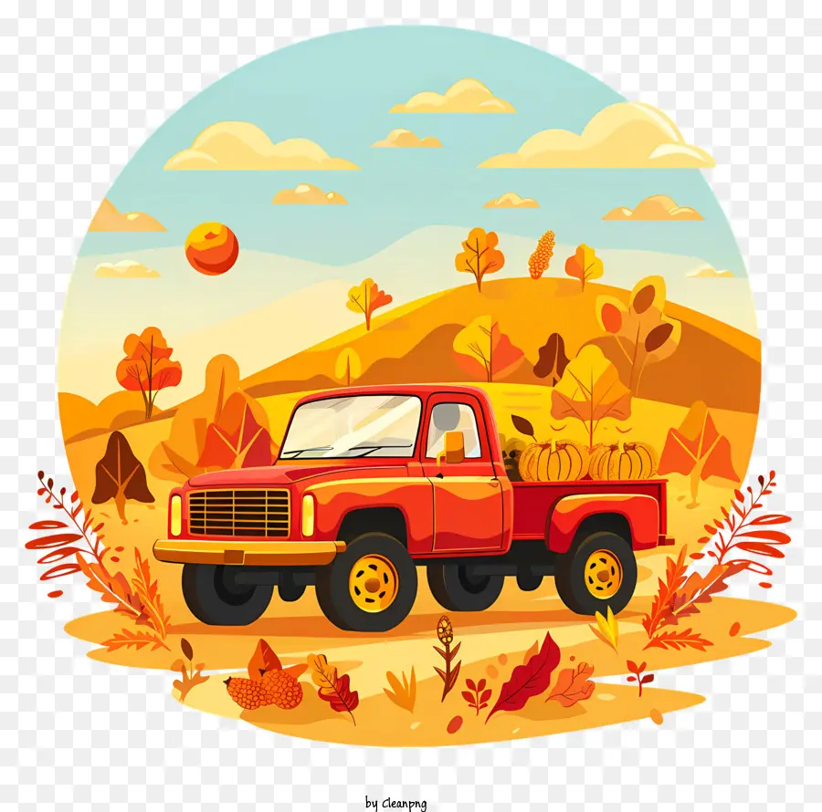 Camionnette Avec Récolte，L'automne PNG