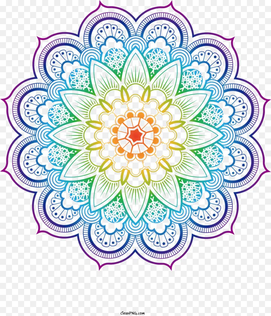 Fleur，Mandala Coloré PNG