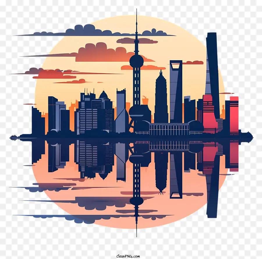 Silhouette De La Ville De Shanghai，Paysage Urbain PNG