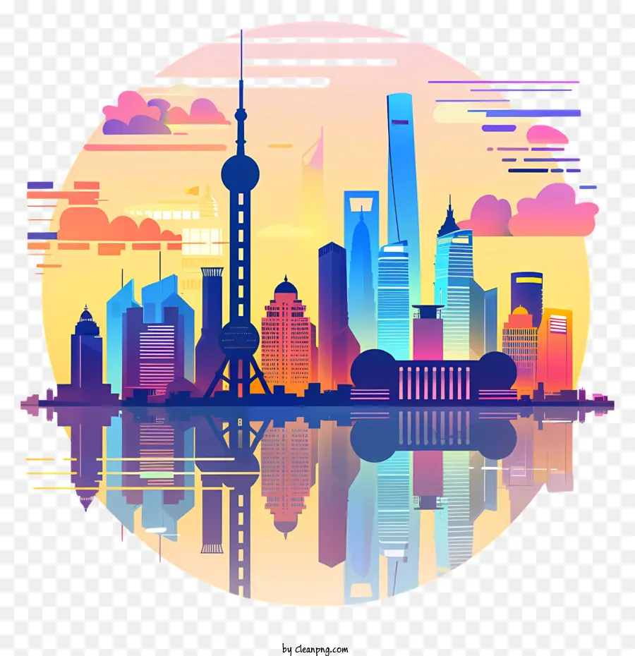 Silhouette De La Ville De Shanghai，Paysage Urbain PNG