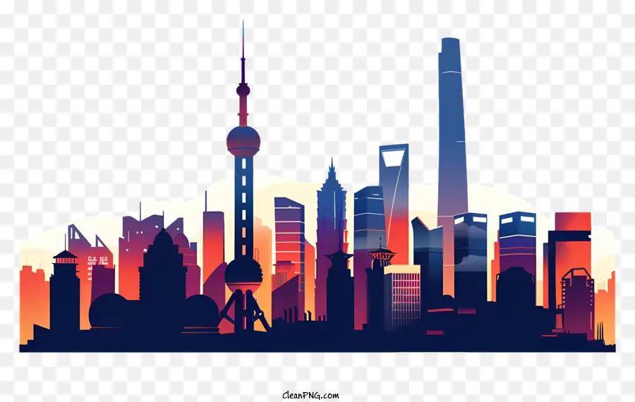 Silhouette De La Ville De Shanghai，Les Toits De La Ville PNG