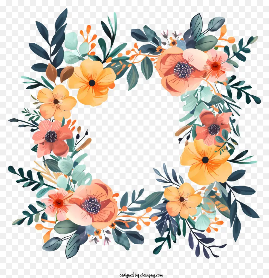 Couronne De Fleurs，Cadre Floral PNG