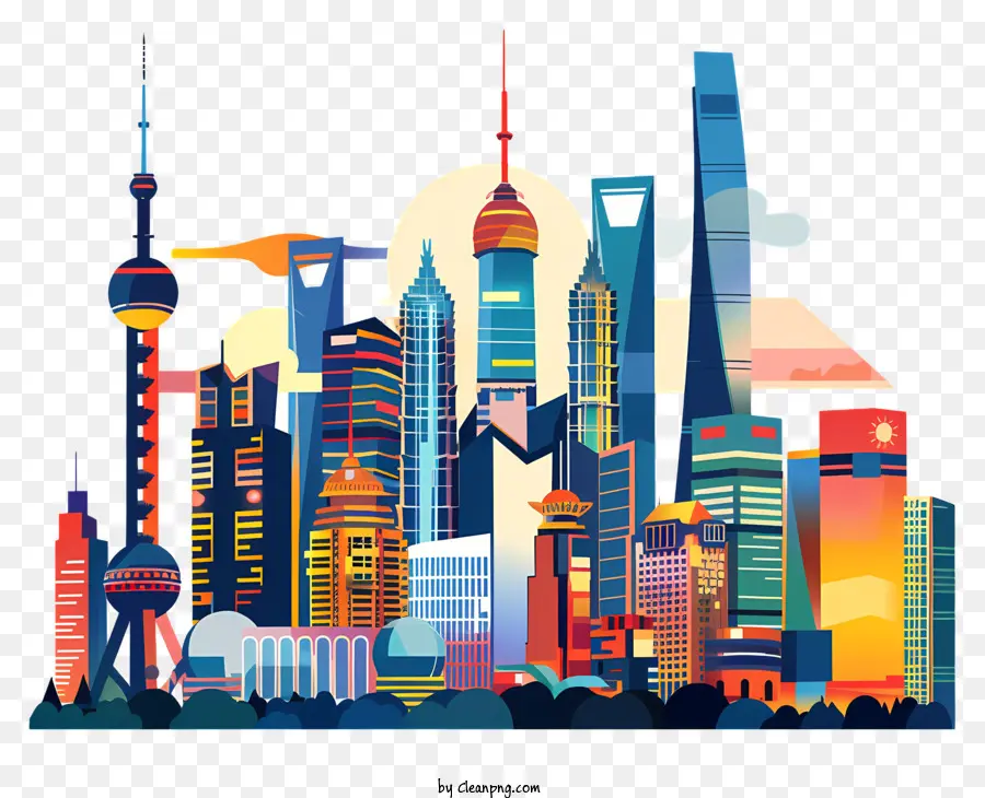 Silhouette De La Ville De Shanghai，Paysage Urbain PNG