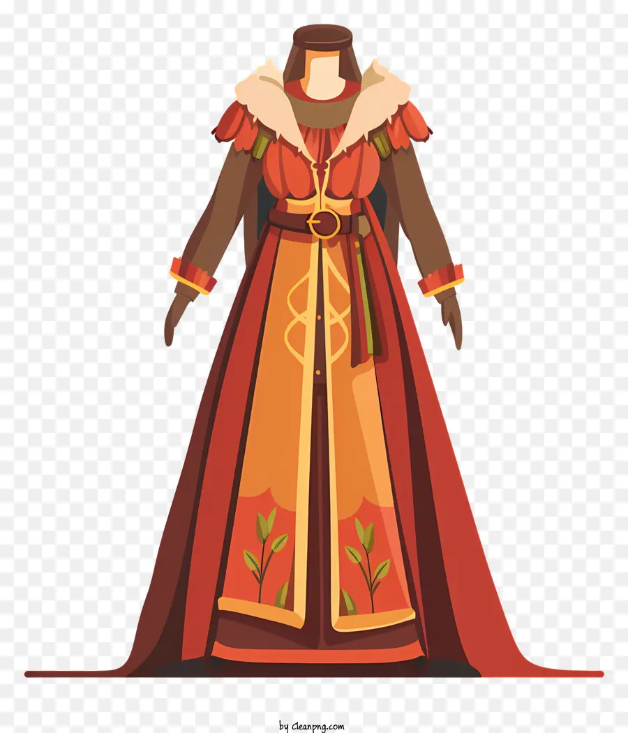 Moyen Âge Costume，Robe Brodée PNG