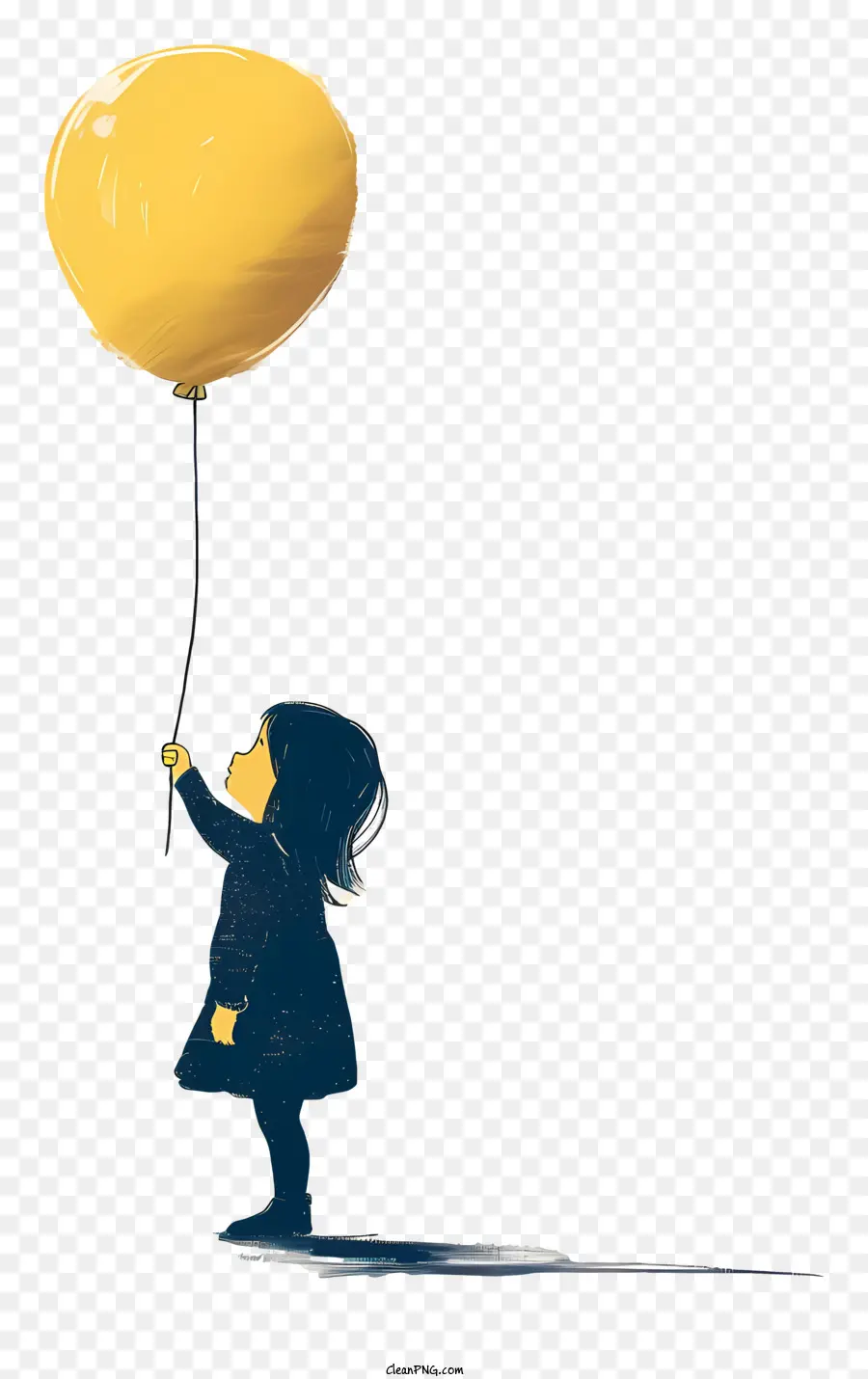 Fille Tenant Un Ballon，Fille Avec Ballon Jaune PNG