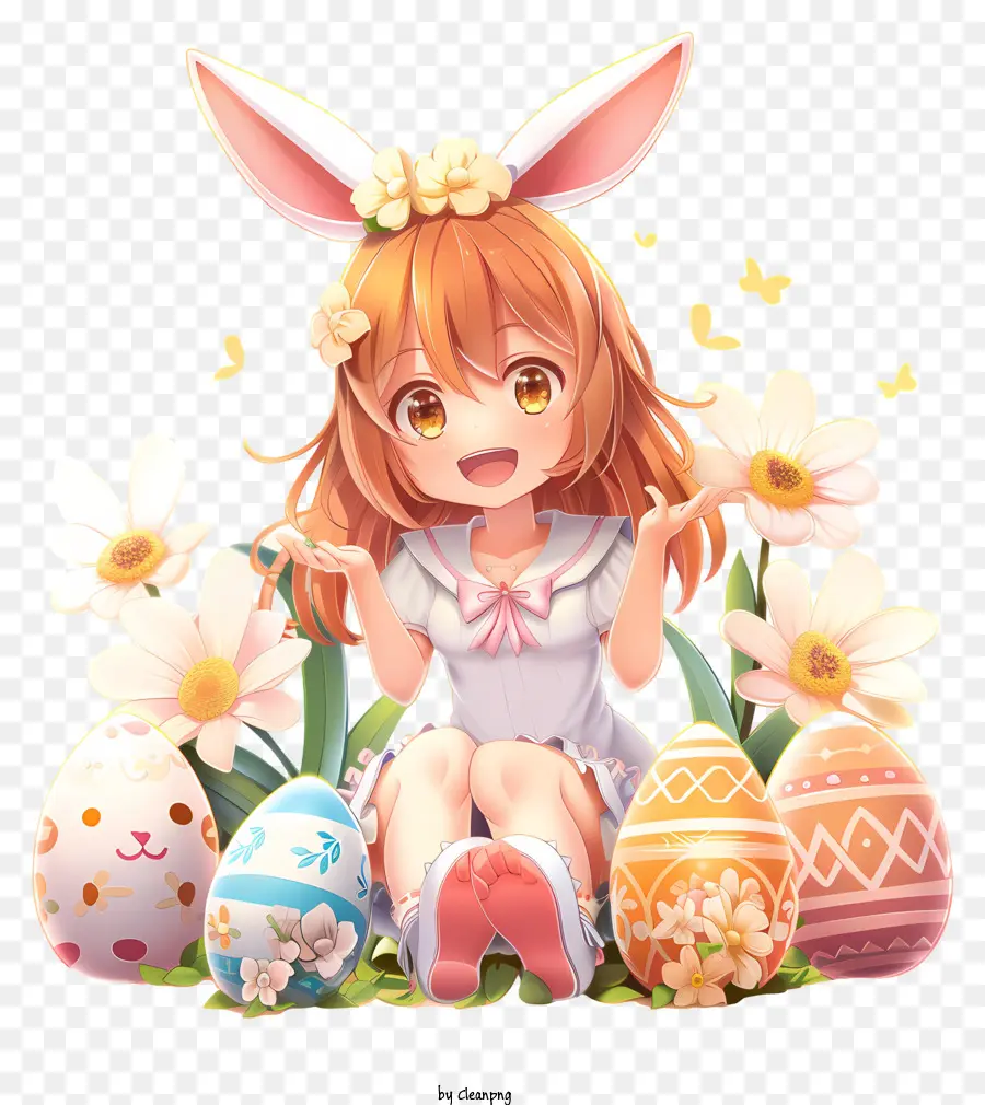 Animé，Fille Aux Oreilles De Lapin PNG