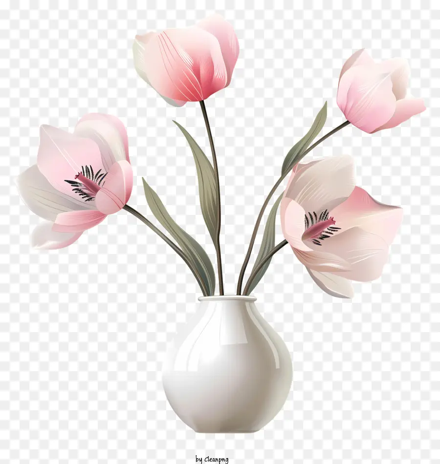 Fleurs，Vase Blanc PNG