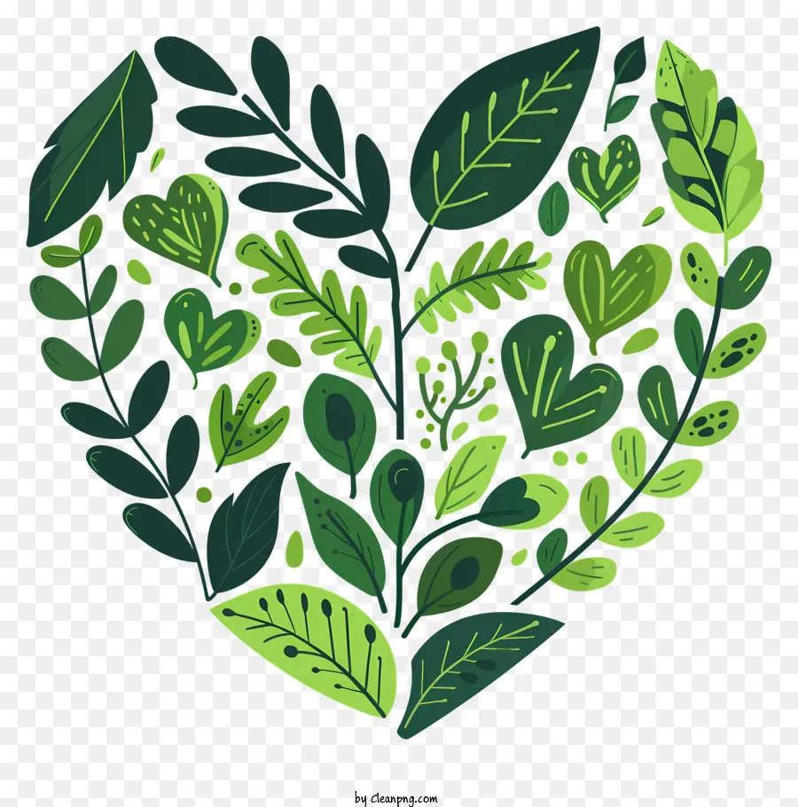 Coeur Vert，Coeur De Feuilles PNG