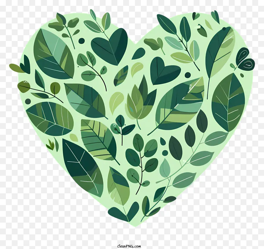 Coeur Vert，Heartshaped Feuilles PNG