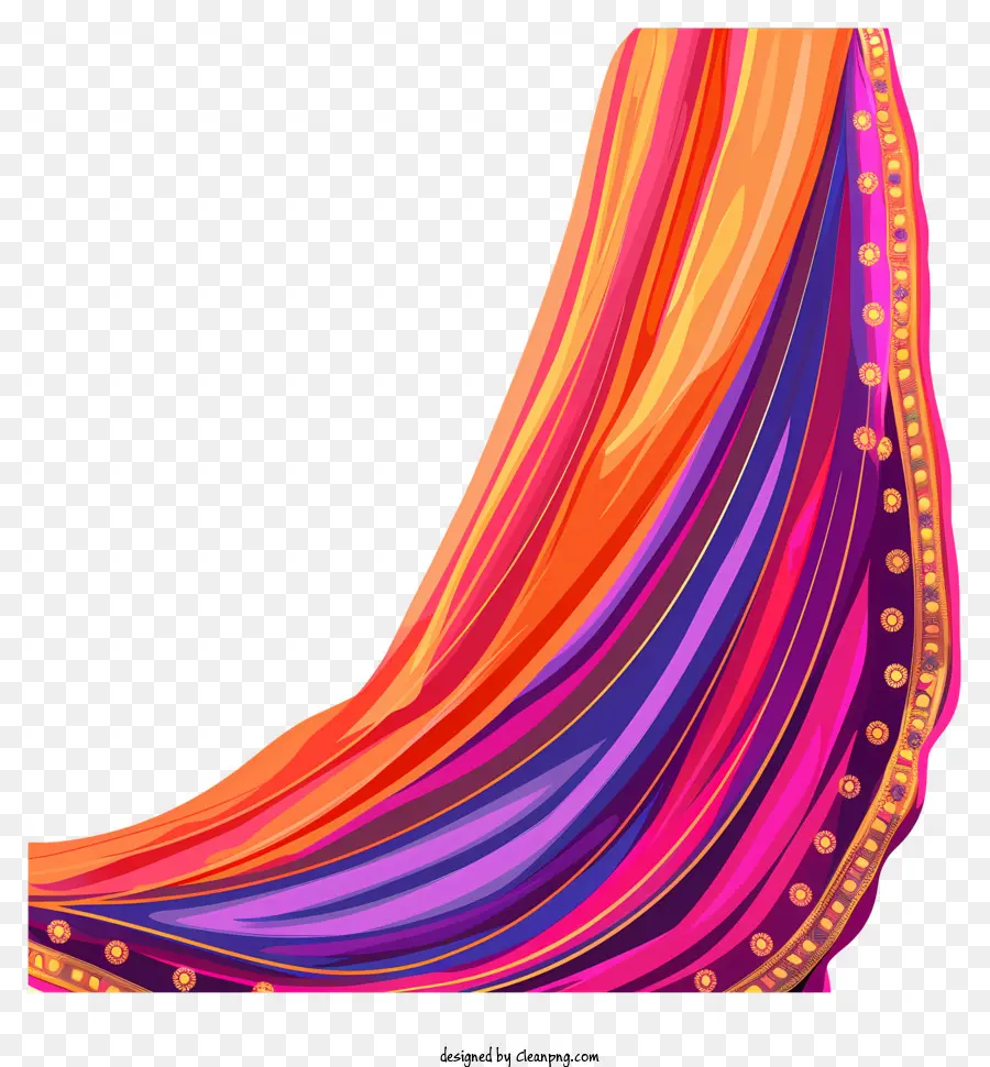 Sari Indien，Tissu Coloré PNG