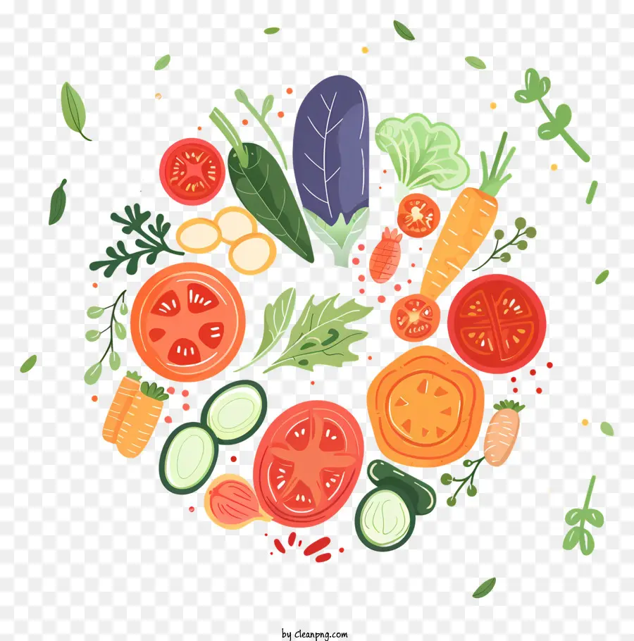 Assiette Avec Des Légumes，Cercles Végétaux PNG