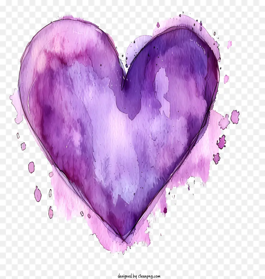 Cœur Aquarelle Violet，Objet En Forme De Cœur PNG