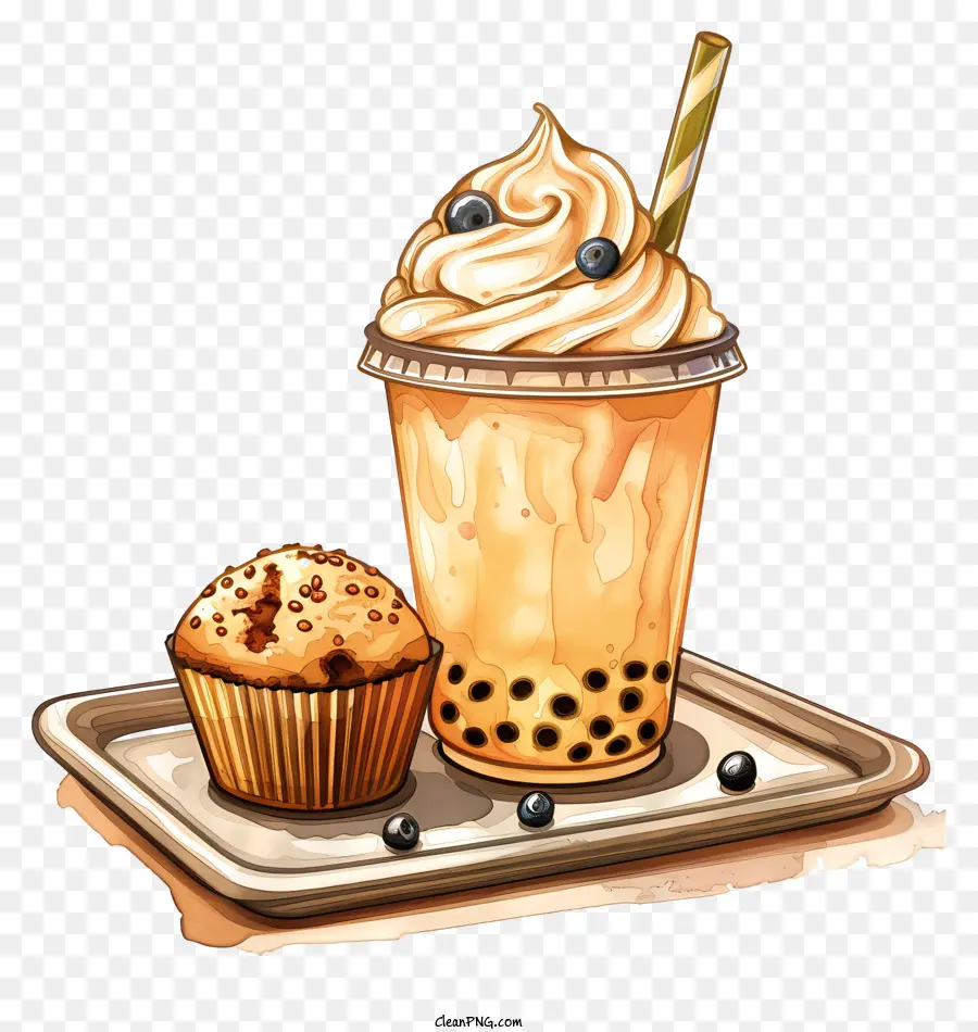 Thé à Bulles Et Muffins，Chai Latte PNG