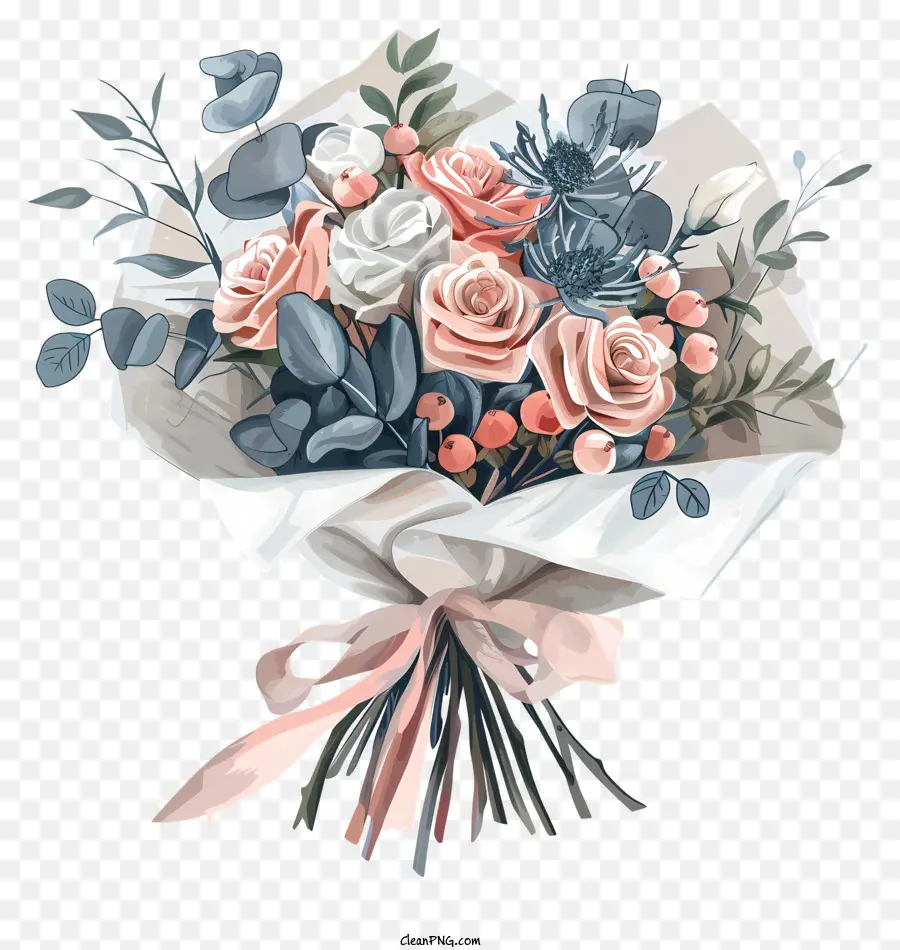 Bouquet De Mariage，Les Roses Roses PNG