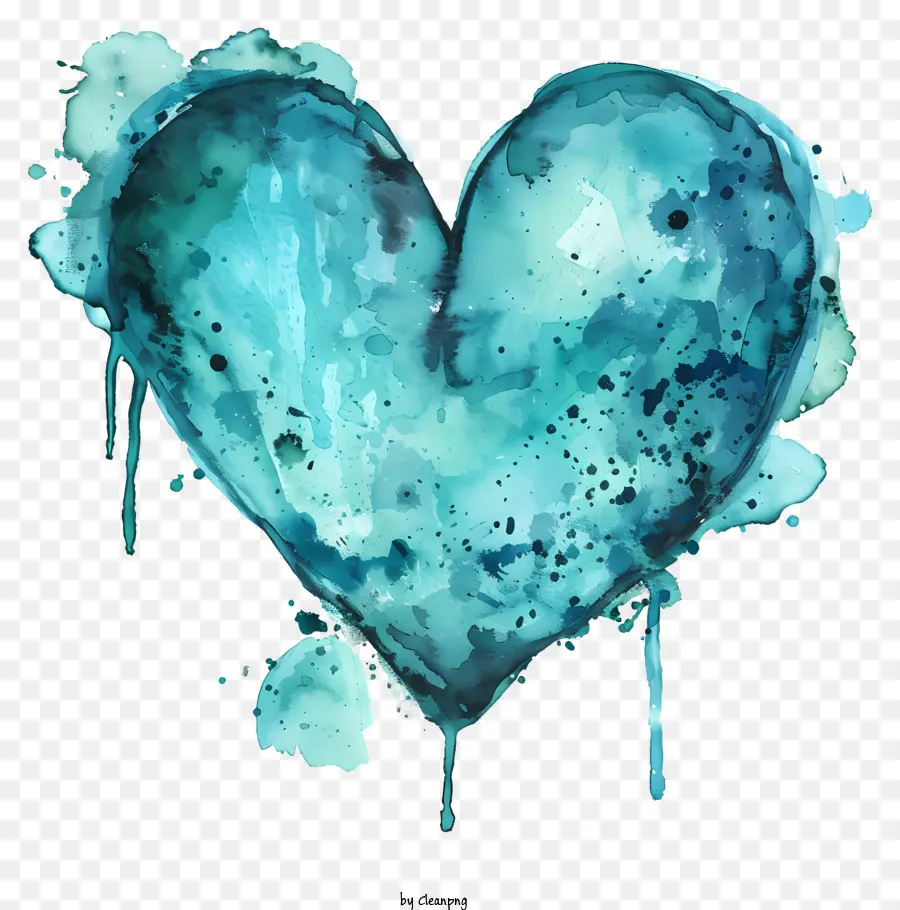 Heart Aquarelle Sarcelle，Coeur Bleu PNG