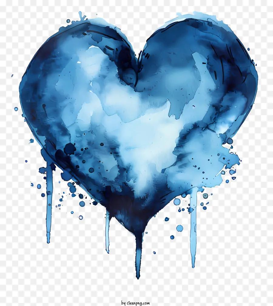 Cœur Bleu Aquarelle，L'eau De Cœur PNG
