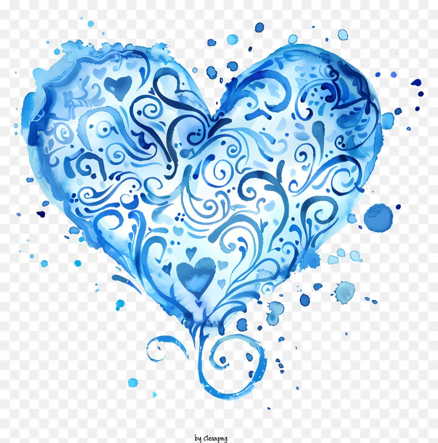Cœur Bleu Aquarelle，Coeur Bleu PNG