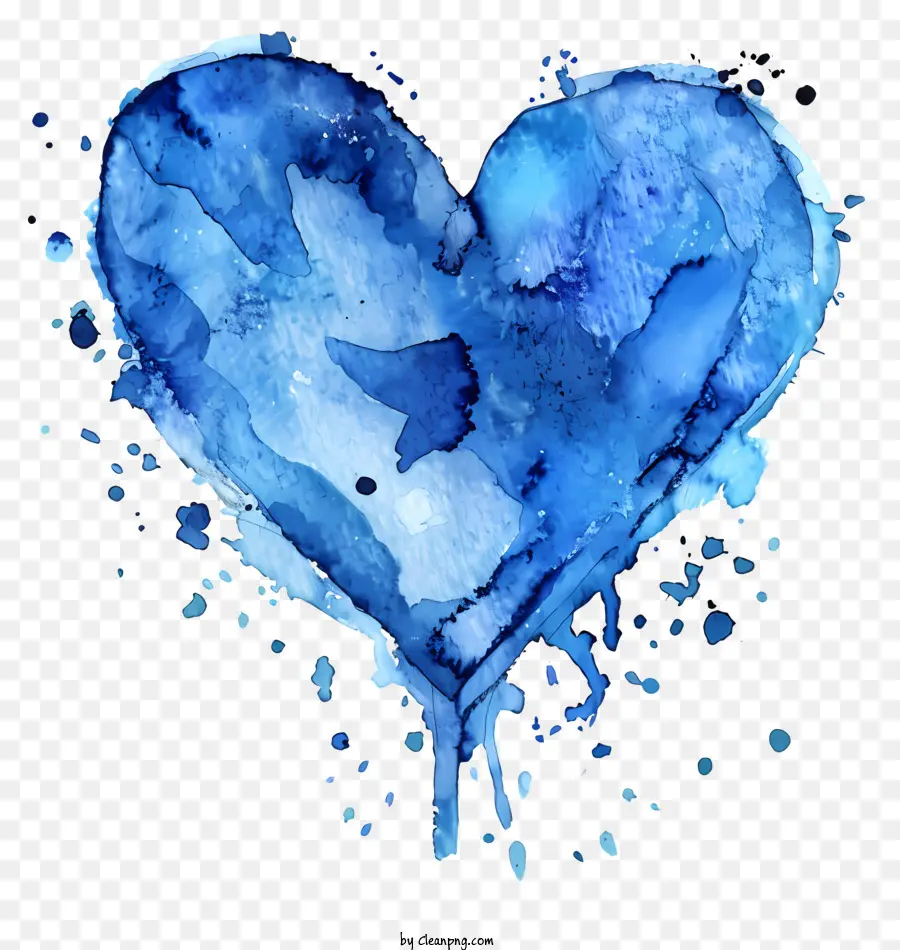 Cœur Bleu Aquarelle，Aquarelle PNG