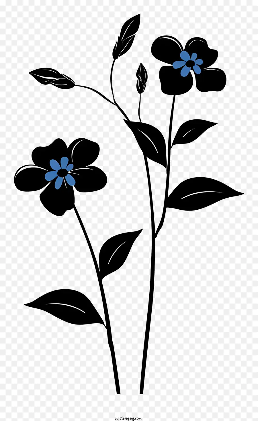 Fleur Silhouette，Fleurs Bleues PNG