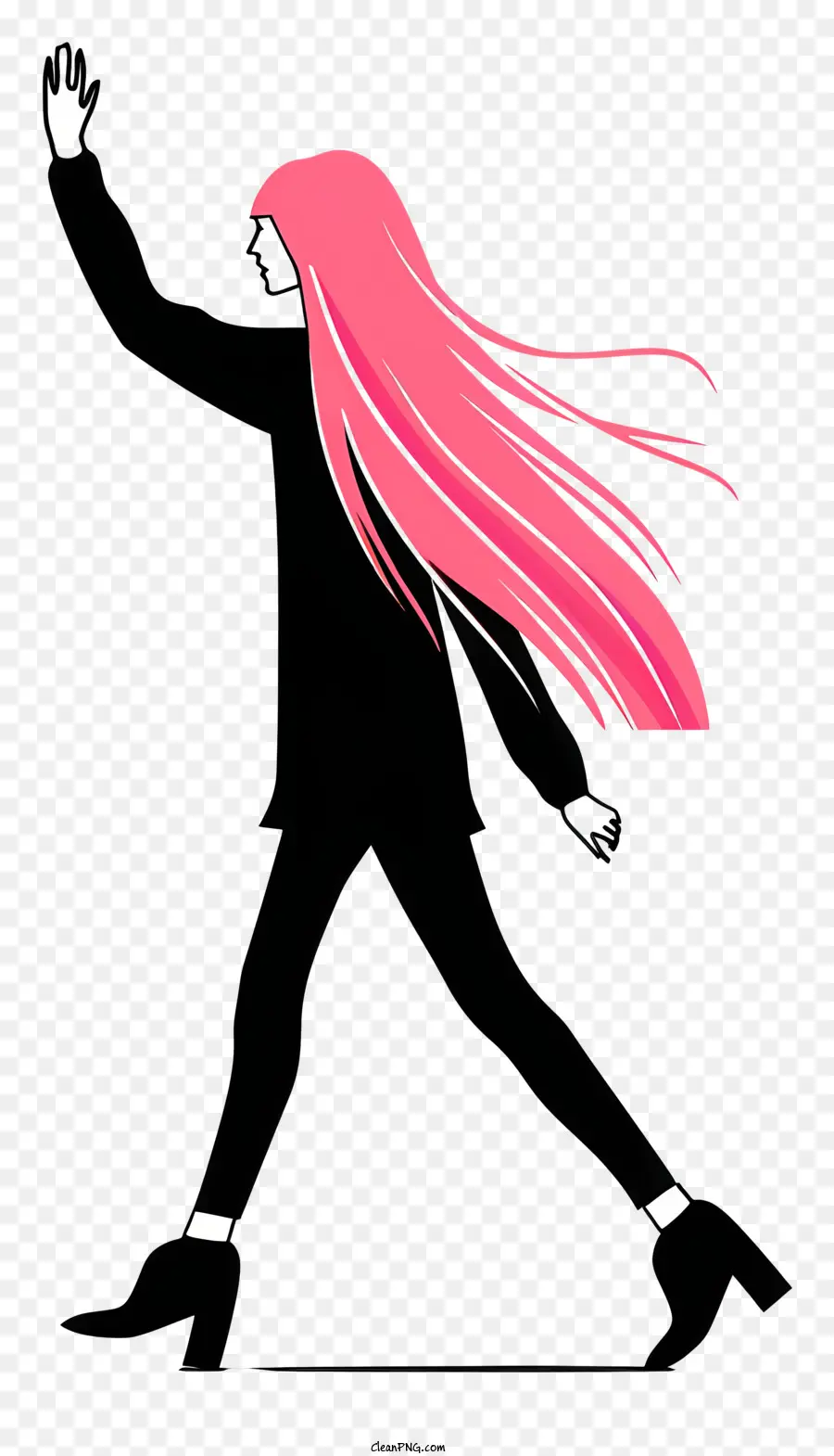 Silhouette Féminine，Des Cheveux Roses PNG