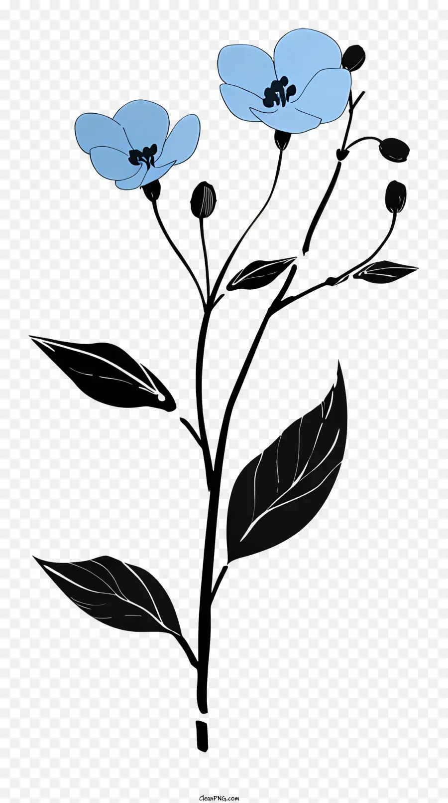 Fleur Silhouette，Fleurs Bleues PNG