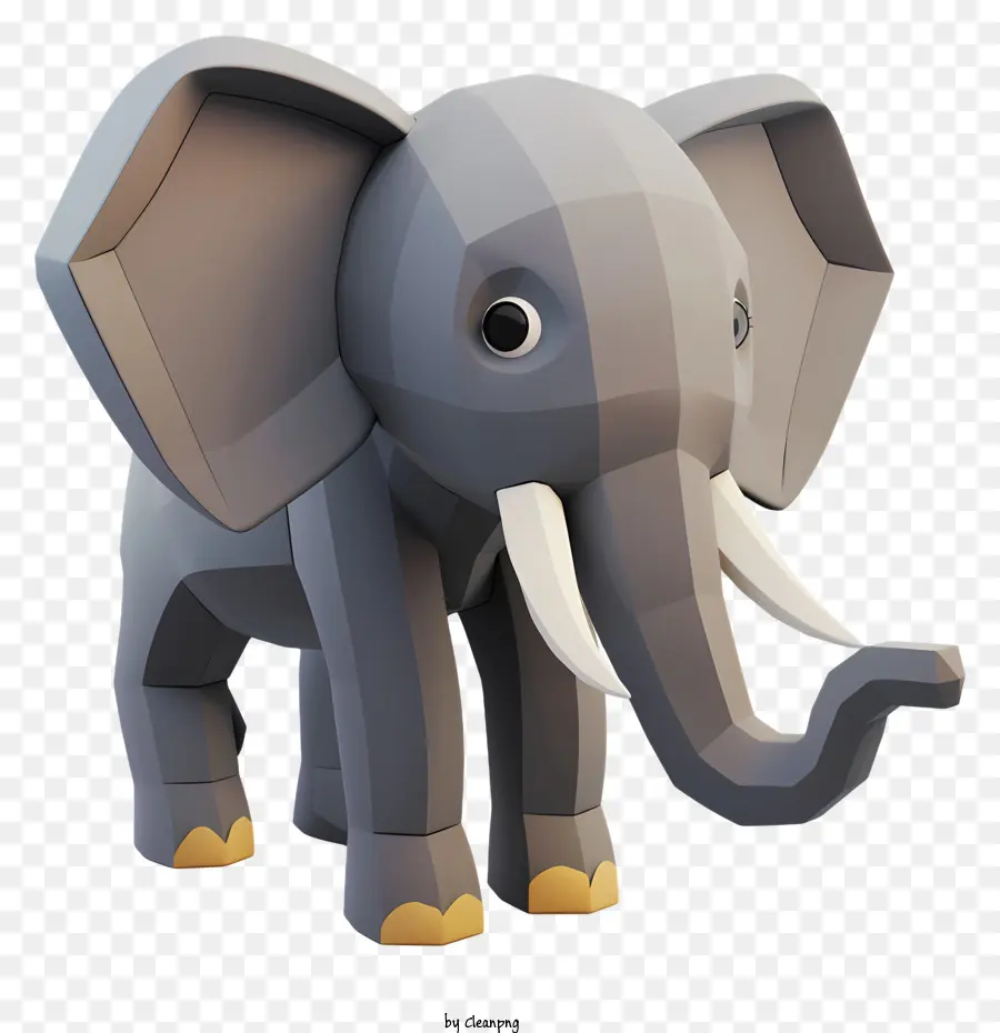 L'éléphant，Lowpoly PNG