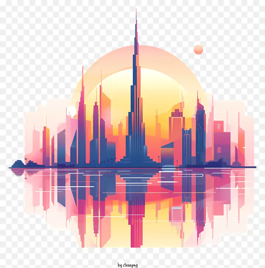 Horizon De Dubaï，Paysage Urbain Futuriste PNG