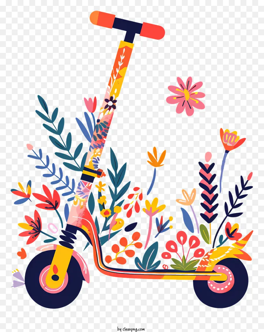 Trottinette，Trottinette Florale PNG