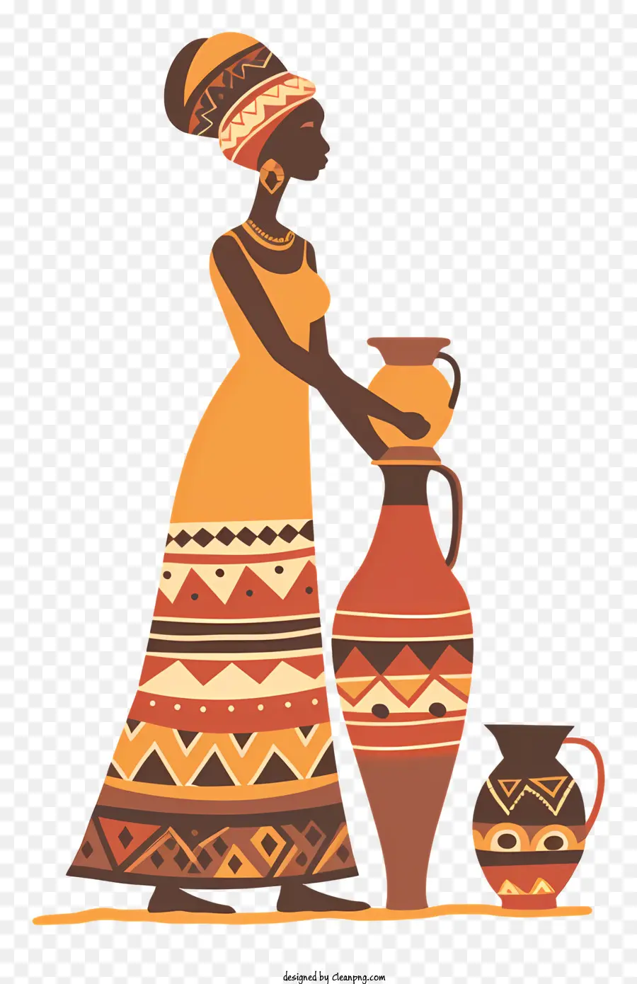 Femme Africaine，Femme Aux Pots PNG