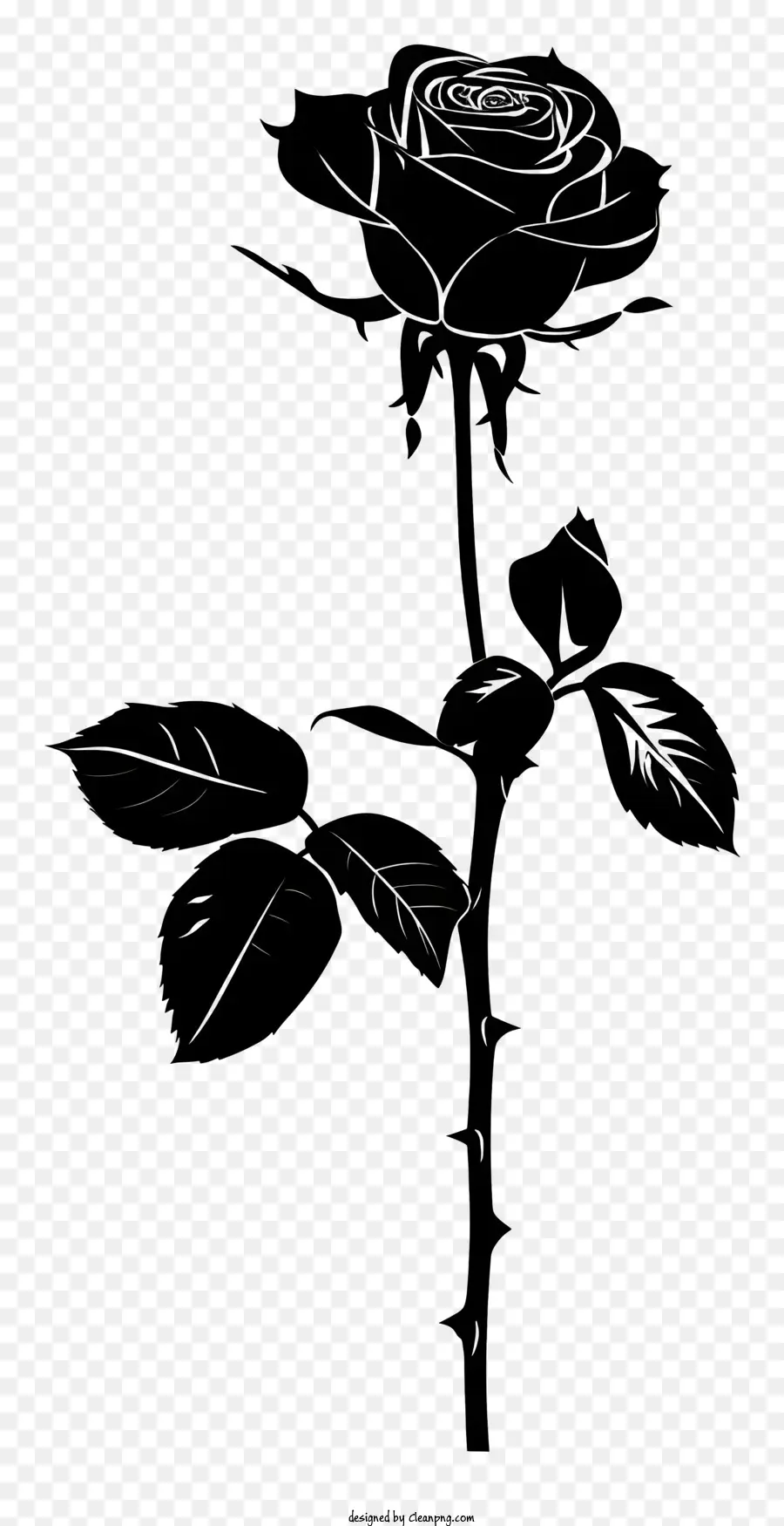 Fleur Silhouette，Noir Rose PNG