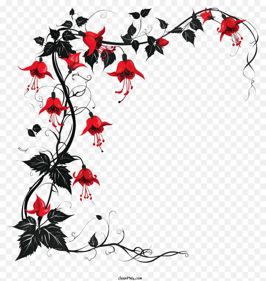 Fleur Silhouette，Fuchsia PNG
