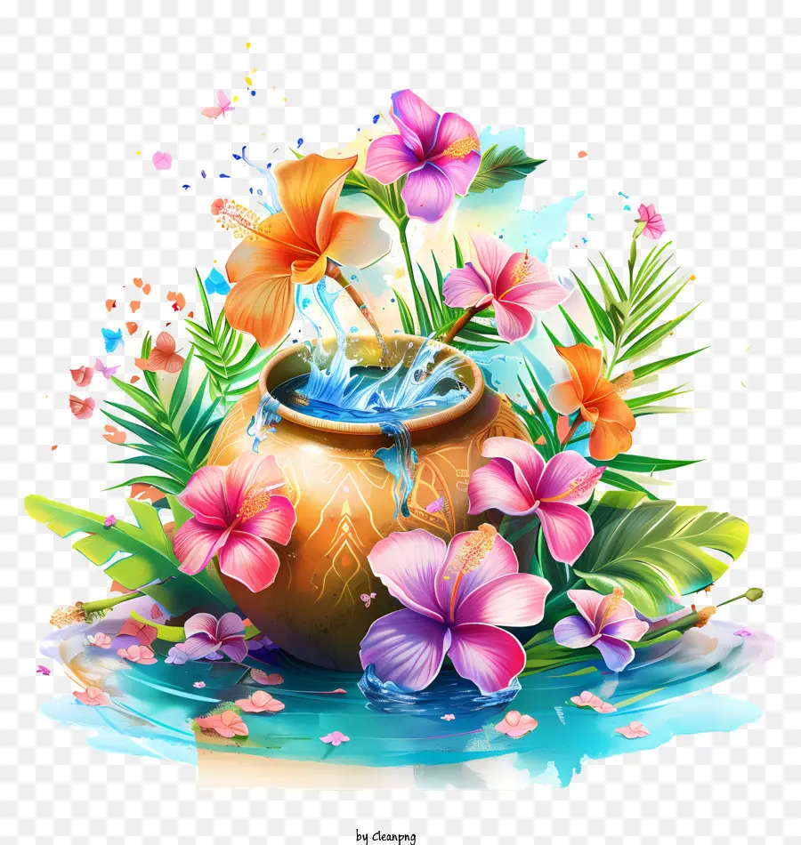 Songkran，Fleurs Tropicales PNG